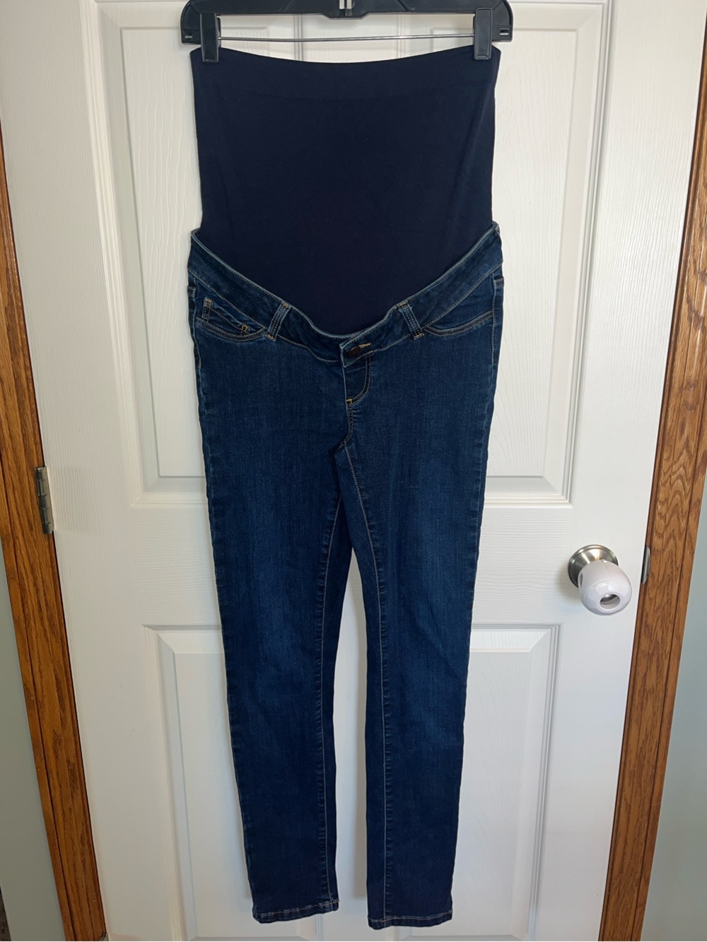 Maternity Dark Wash Jeans with Stretch Panel - Navy